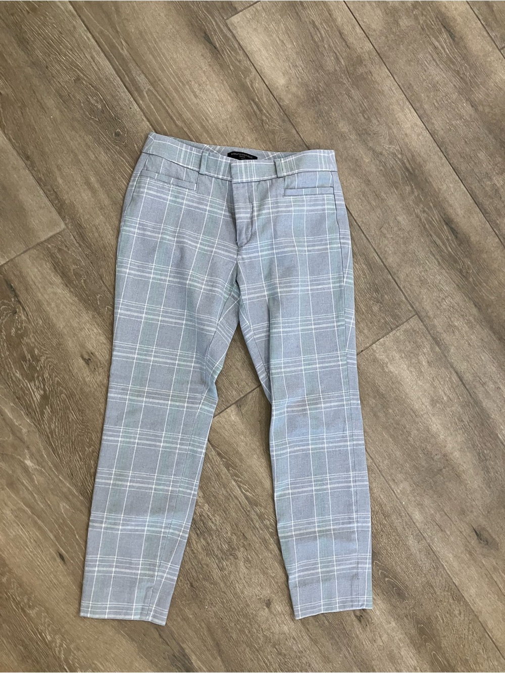 Womens Light Gray Plaid Dress Pants
